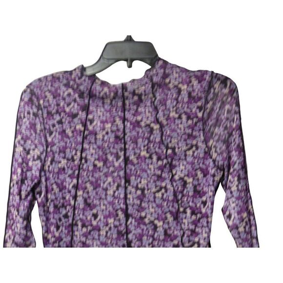 Noisy May Carrie Mock Neck Mesh Top In Amaranth Purple/ Virtual Flower, M - Picture 12 of 12